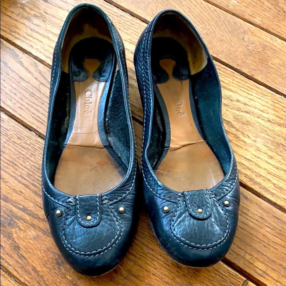 Chloe black leather flats